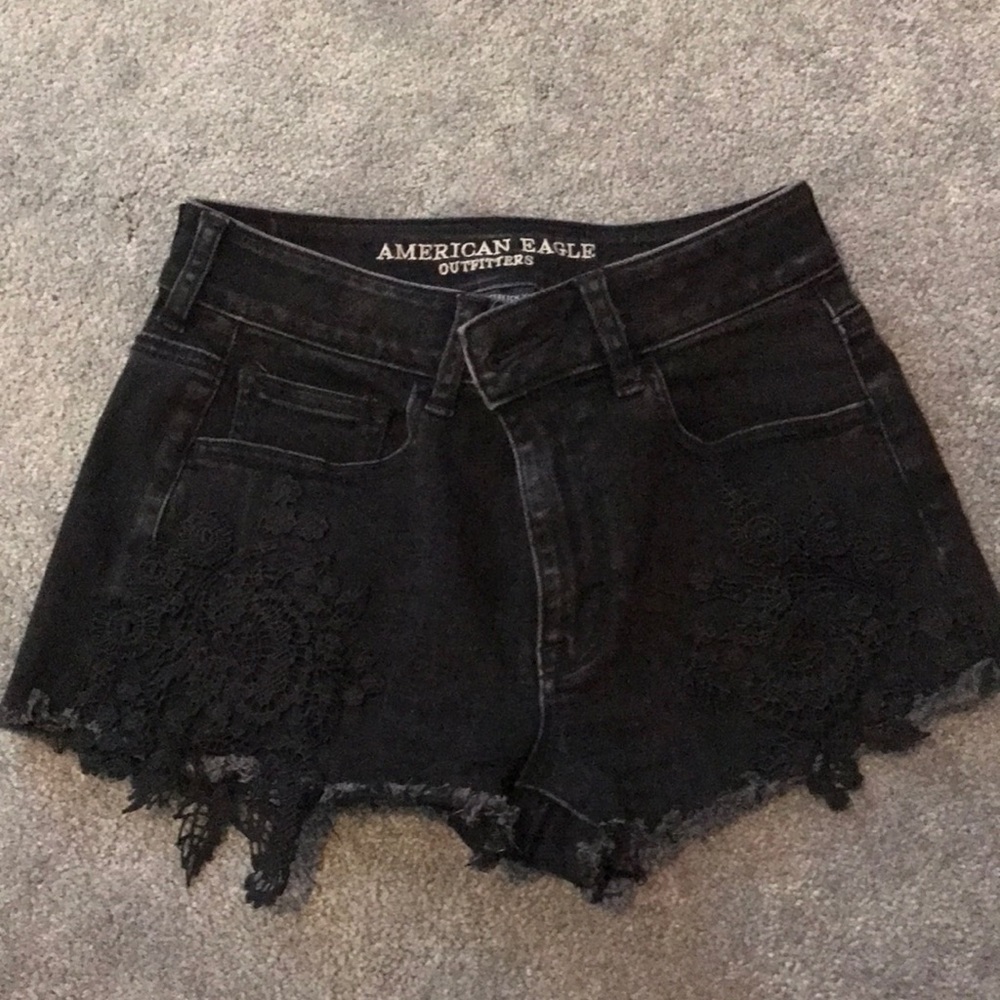 Black jean shorts